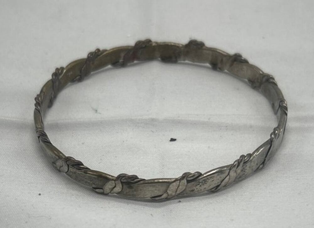 1940s Taxco Mexico Sterling Silver Twisted Rope Wrap Bracelet Vintage Signed